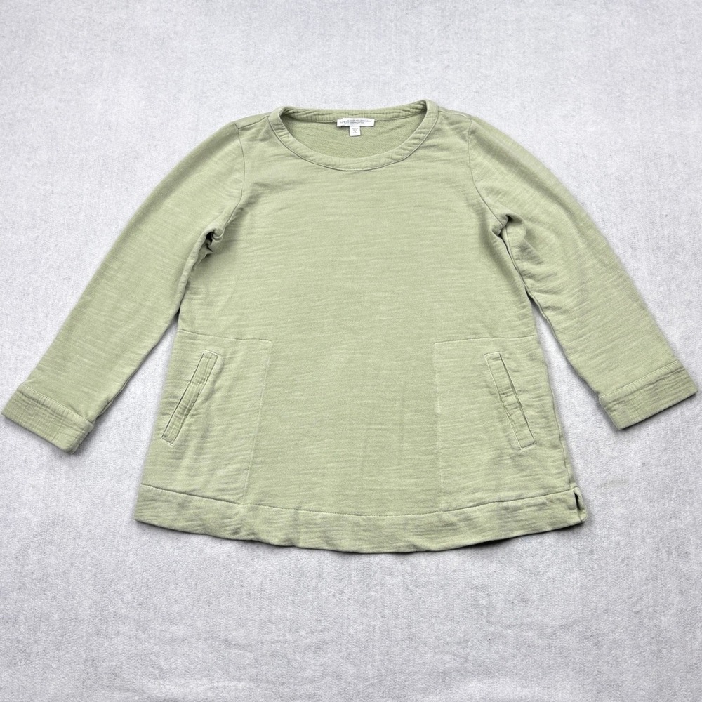 Pure Jill J Jill Shirt Womens Medium Petite Green Organic Cotton Pocket Tunic M